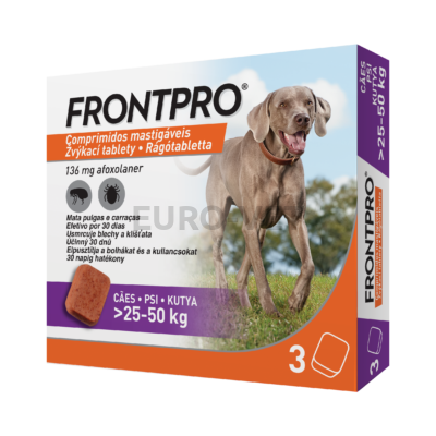 Frontpro 136 mg-os rágótabletta kutyáknak 25-50 kg-ig 1 tabletta nyitott dobozból