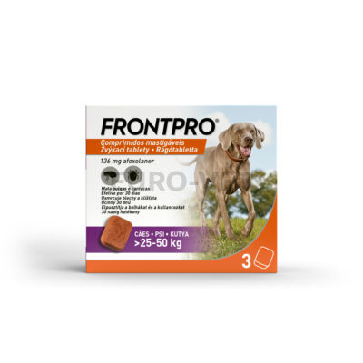 Frontpro 136 mg-os rágótabletta kutyáknak 25-50 kg-ig 1 tabletta nyitott dobozból