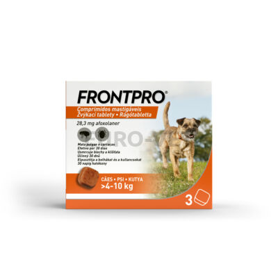 FRONTPRO 28 mg rágótabletta kutyáknak >4–10 kg (1 tabletta nyitott dobozból)