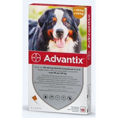 Advantix spot on - rácsepegtető oldat 40-60 kg közötti kutyáknak A.U.V. (4x 6 ml)