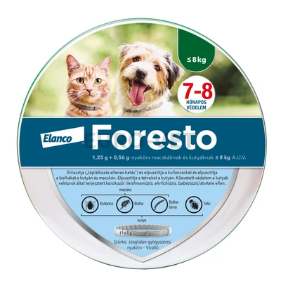 Foresto 1,25 g + 0,56 g nyakörv macskáknak és kutyáknak 8 kg-ig A.U.V. (38 cm)