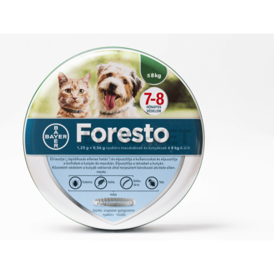 Foresto 1,25 g + 0,56 g nyakörv macskáknak és kutyáknak 8 kg-ig A.U.V. (38 cm) (rendeled hármasával)