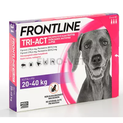 Frontline Tri-Act rácsepegtető oldat 20-40 kg-os kutyáknak (3x 4 ml)