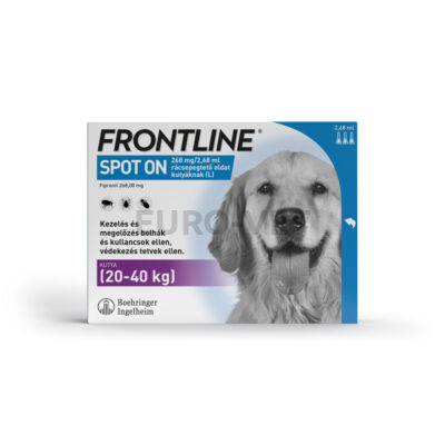 Frontline® 268 mg/2,68 ml rácsepegtető oldat kutyáknak (L) külső élősködők ellen 20-40 kg-ig (3x2,68 ml)