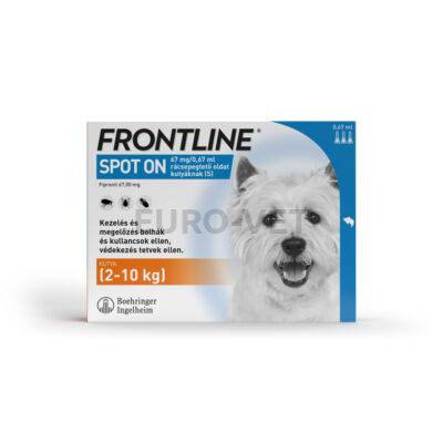 Frontline® 67 mg/0,67 ml rácsepegtető oldat kutyáknak (S) külső élősködők ellen 2-10 kg-ig (3x0,67 ml)