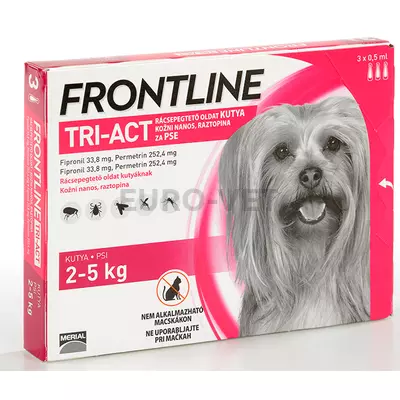 Frontline Tri-Act rácsepegtető oldat 2-5 kg-os kutyáknak (0,5 ml) 1 db ampulla bontott dobozból