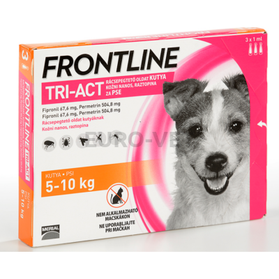 Frontline Tri-Act rácsepegtető oldat 5-10 kg-os kutyáknak (3 db x 1ml ampulla)