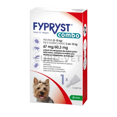 Fypryst Combo Spot-On kutya- rácsepegtető oldat kutyáknak külső élősködők ellen  2-10 kg-ig (0,67 ml)