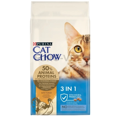 CAT CHOW 3-in-1 Pulykában gazdag száraz macskaeledel 15kg