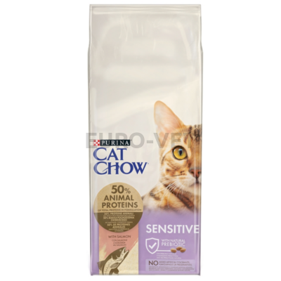 CAT CHOW Sensitive Lazacban gazdag száraz macskaeledel 15kg