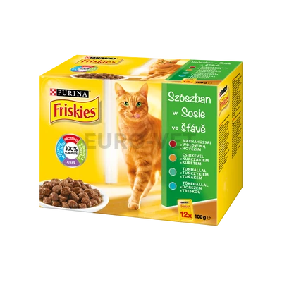 Friskies WC Multipack 12x85 g Marha, csirke, tonhal, tőkehal