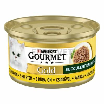 GOURMET GOLD Succulent Delights Csirkével nedves macskaeledel 85g