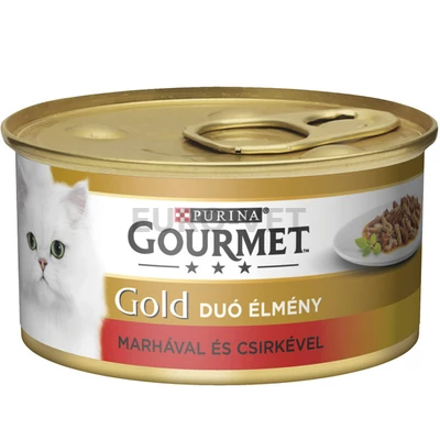 GOURMET GOLD Csirkével és marhával duó élmény nedves macskaeledel 85g