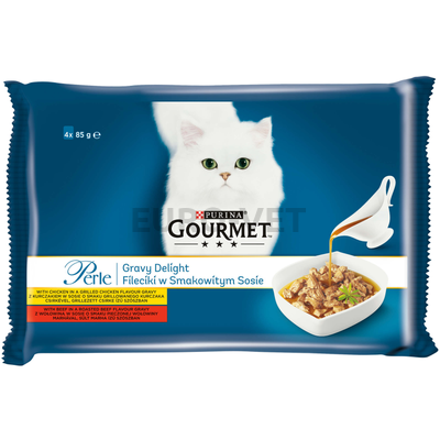 Gourmet Perle Gravy Delight Csirke és Marha 4x85g