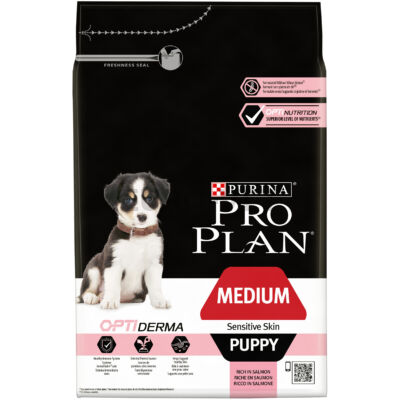 PRO PLAN Medium Puppy OPTIDERMA lazacban gazdag száraz kutyaeledel 3kg