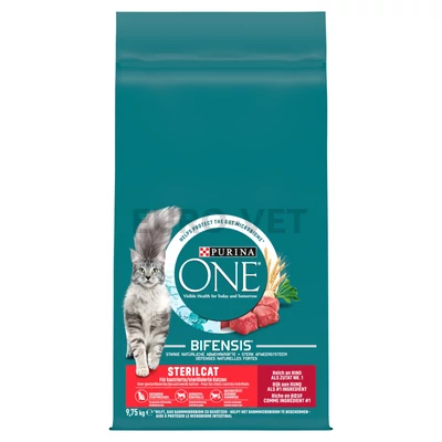 12430955 7613038508528 Purina One Sterilcat marhában és búzában gazdag száraz macskaeledel 9,75 kg