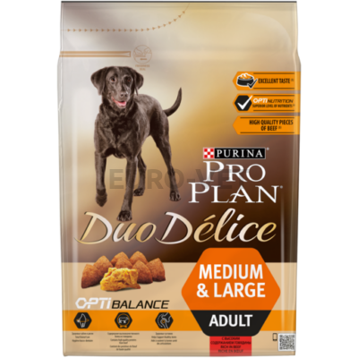 PRO PLAN Medium & Large Adult OPTIBALANCE DUO DÉLICE marhában gazdag száraz kutyaeledel 2.5kg