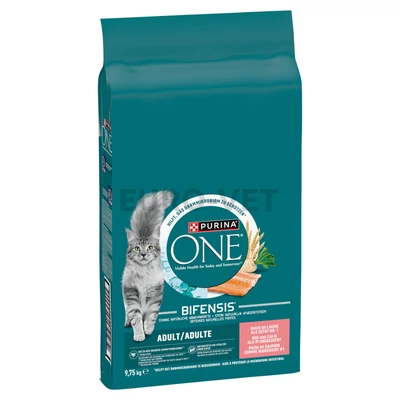 12430964 7613038508955 Purina One lazacban és teljes kiőrlésű gabonákban gazdag száraz macskaeledel 9,75 kg
