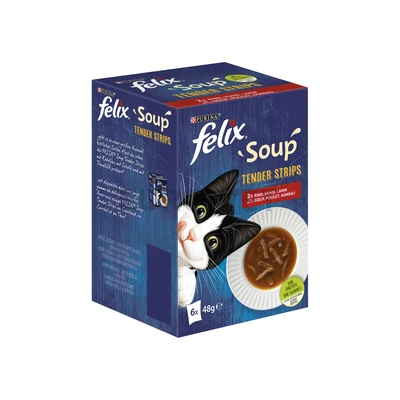 FELIX Soup Tender strips Halas válogatás szószban nedves macskaeledel falatkákkal 6x48g