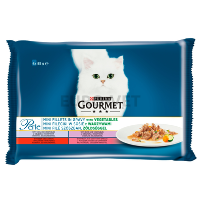 GOURMET PERLE Mini filé borjúval/vaddal/marhával/pisztránggal nedves macskaeledel 4x85g