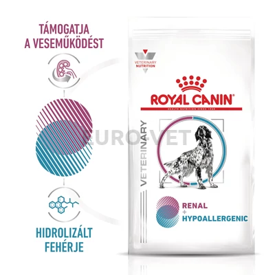  Royal Canin Multifunction Renal + Hypoallergenic - száraz eledel felnőtt kutyák részére veseelégtelenségre, veseműködés támogatására és hipoallergén 4 kg