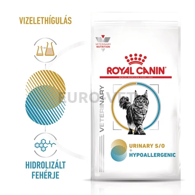  Royal Canin Multifunction Urinary S/O + Hypoallergenic - száraz eledel felnőtt macskák részére struvit kő ellen és hipoallergén 2 kg