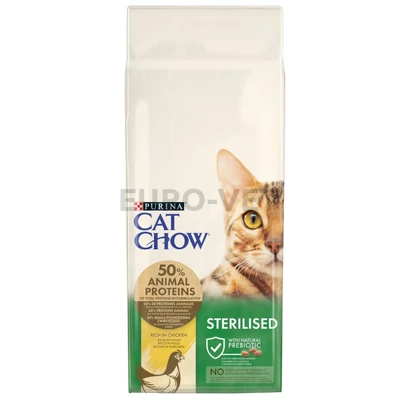 CAT CHOW Sterilised Csirkében gazdag száraz macskaeledel 15kg