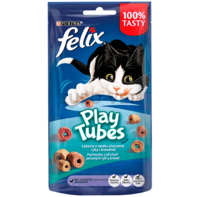FELIX Play Tubes Hal és Garnélarák ízű macska jutalomfalat 50g