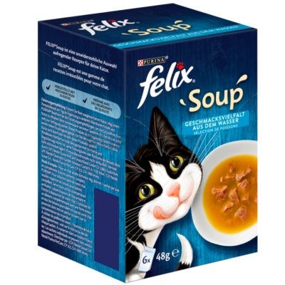FELIX Soup Halas válogatás szószban nedves macskaeledel 6x48g