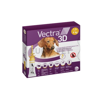 Vectra 3D XS Spot-On - rácsepegtető oldat 1,5 - 4 kg-os kutyáknak (3x0,8 ml)